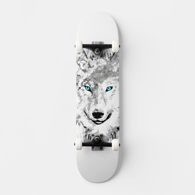 Loup | Dessin de loup gris | Skateboard Wolf (Recto)