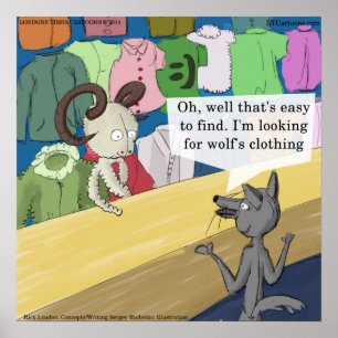 Loup En Tenue De Loup Affiche Drôle