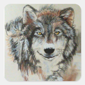 Loup gris en Stickers Neige