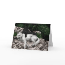 Loup noir, carte de voeux Loup blanc
