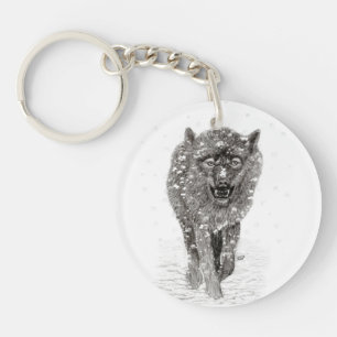 Loup noir en colère dans la neige, hiver sauvage