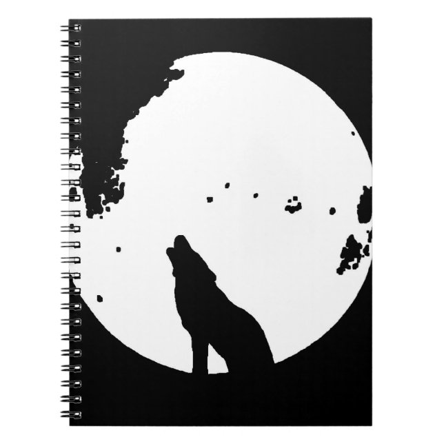 Loup noir et blanc hurle au Carnet de la lune (Devant)