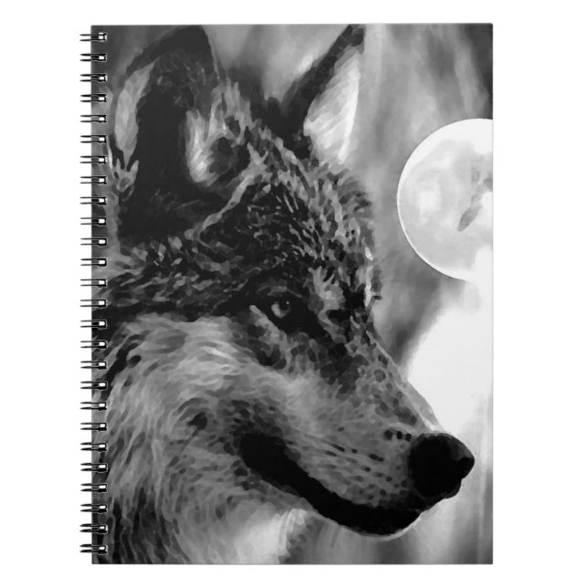 Loup noir et blanc, Lune et Carnet de nuit (Devant)
