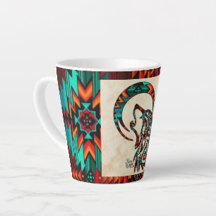 Loup Tribal hurlant Sur La Lune Latte Mug