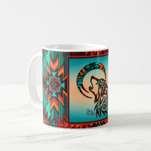 Loup Tribal hurlant Sur La Mug De Café Lune