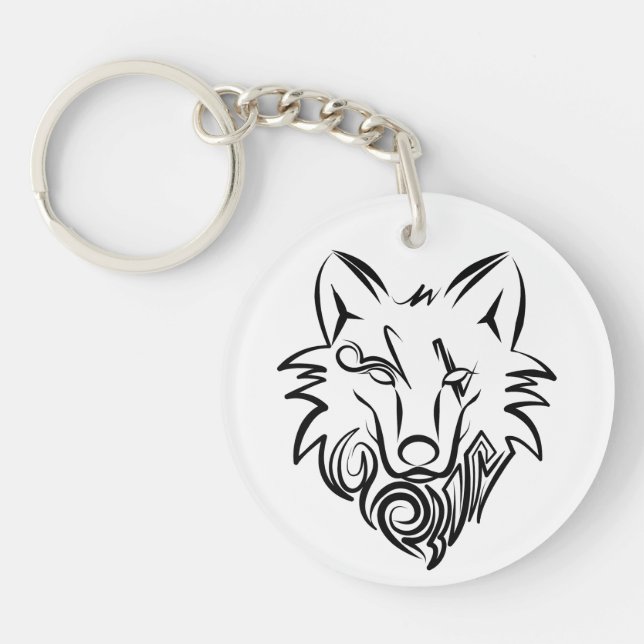 Loup tribal noir et blanc (Devant)