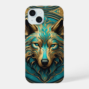 Loup Turquoise et Or