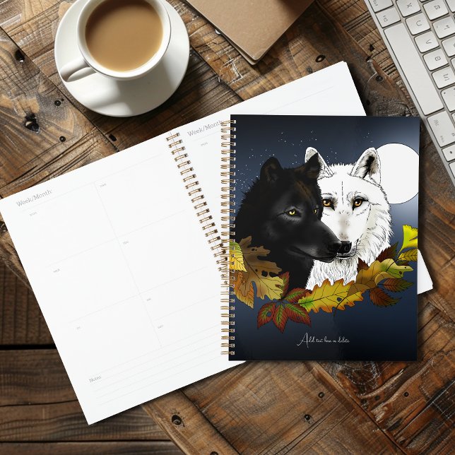 Loups Blancs Noirs Clair de Lune Feuilles d'Automn (Créateur téléchargé)