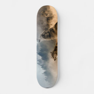 Loups dans le skateboard de neige