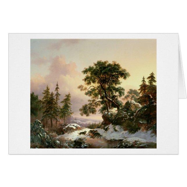 Loups dans un paysage d'hiver (huile sur le (Devant horizontal)