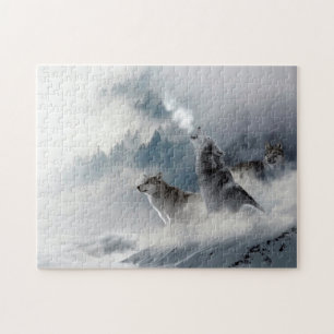 Loups en hiver Puzzle de neige