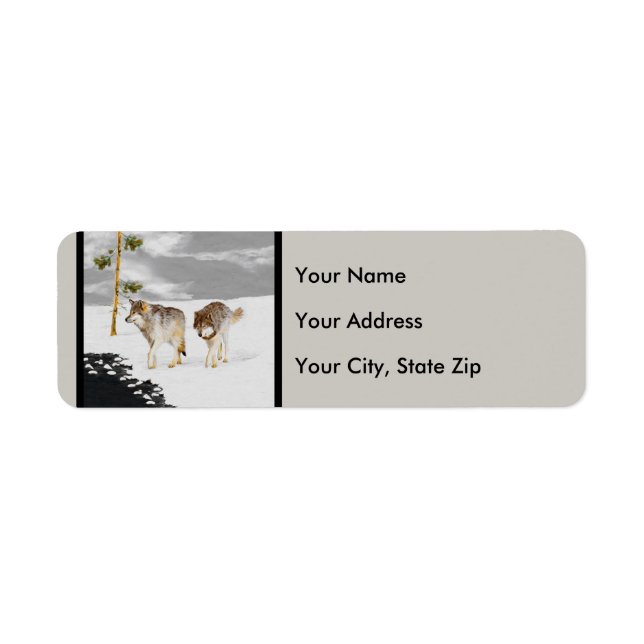 Loups en peinture sur neige - Art original de la f (Devant)