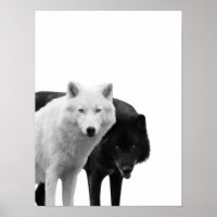 Loups Noir Blanc  Cabane Rustique Affiche Photo