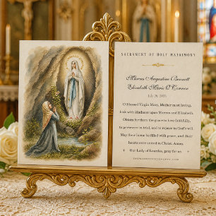 Lourdes Catholic Wedding Prayer Card Marian Vignet