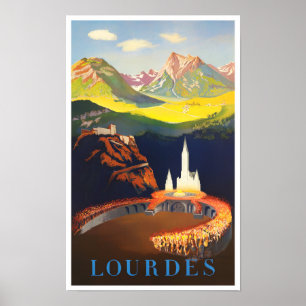 Lourdes France vintage travel Poster