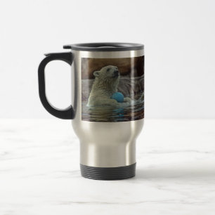 L'ours blanc CUB avec le jouet voyagent tasse