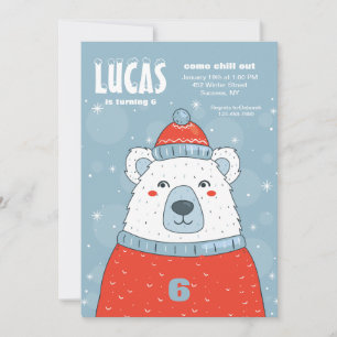 L'ours polaire dans une invitation au Sweater roug