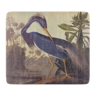 Lousiana Heron in Grey, Green, and Blue by Audubon Cutting Board
