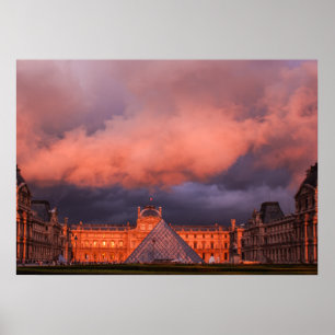 Louvre in sunset poster