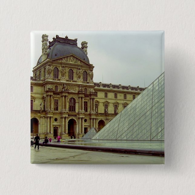 Louvre museum 2 inch square button (Front)