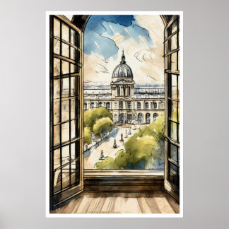 Louvre par une fenêtre Poster