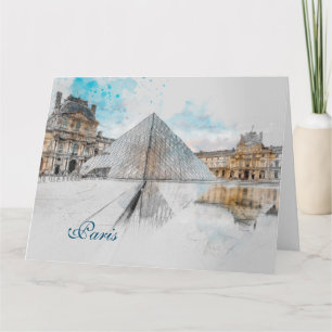 Louvre Paris Greeting Card – Elegant Travel Art 