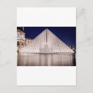 louvre pyramid france paris at night postcard