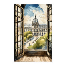 Louvre through a window Poster