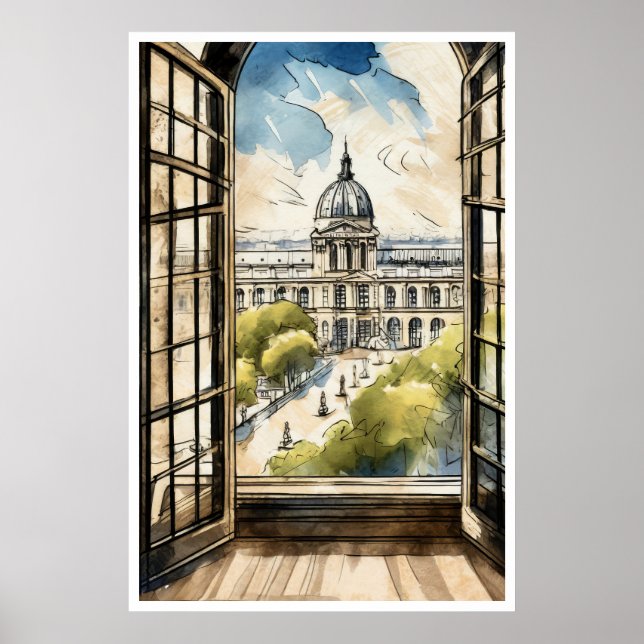 Louvre through a window Poster (Front)