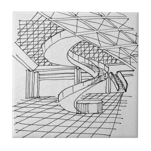 Louvre Underneath the Pyramid | Paris, France Tile (Front)