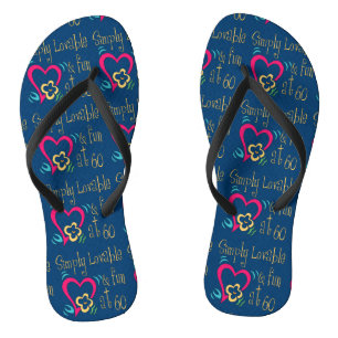 Lovable and Fun 60th Birthday Flip Flops