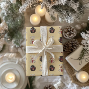 Lovable Christmas Teddy Bear Custom Photo Wrapping Paper