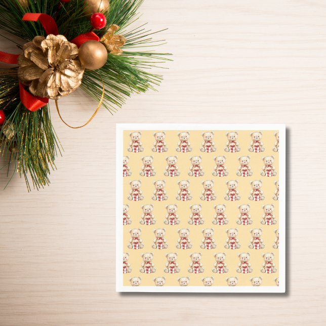 Lovable Christmas Teddy Bear Napkin (Creator Uploaded)