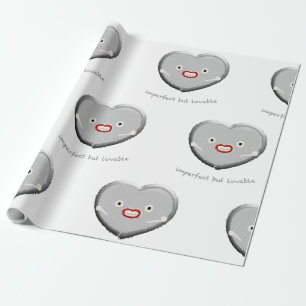 Lovable’ Heart Doll Love Silver Wrapping Paper