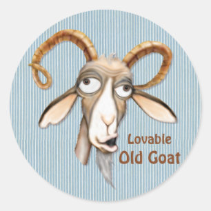 Lovable Old Goat Classic Round Sticker