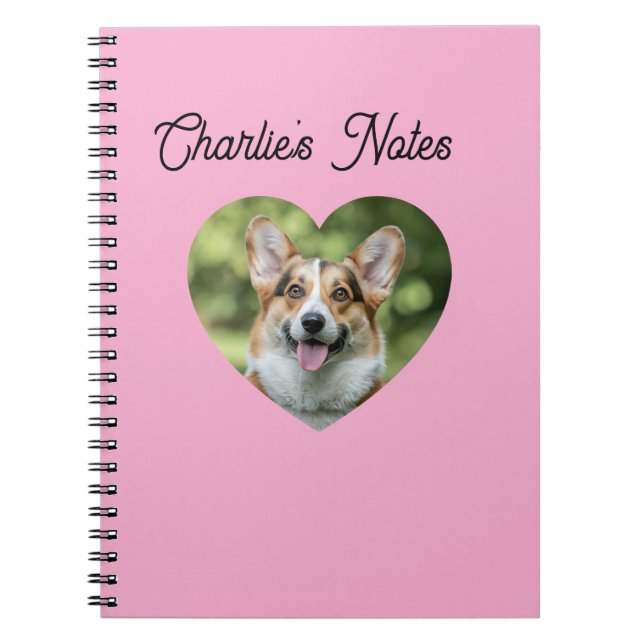 Lovable Pink Personalised Pet Dog Heart Frame  Notebook (Front)
