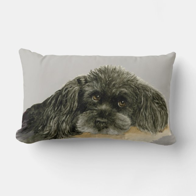 Lovable Poodle Lumbar Pillow (Front)