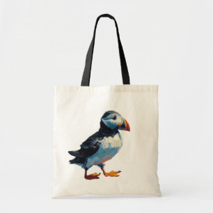 Lovable Puffin Tote Bag Oil Painting Style