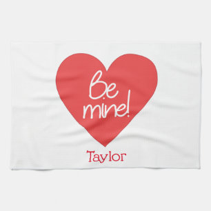 Lovable Red Heart Be Mine Kitchen Towel