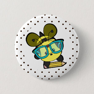 Lovable Smarty Bee 2 Inch Round Button