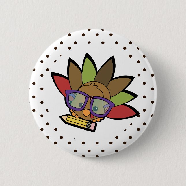 Lovable Smarty Turkey 2 Inch Round Button (Front)
