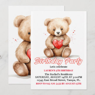 Lovable Teddy Bear Birthday Party Invitation