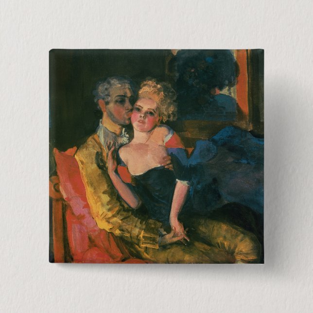 Love, 1910 2 inch square button (Front)