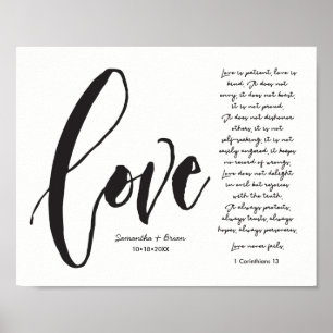Love, 1 Cor. 13, Couple Name, Modern Script Poster