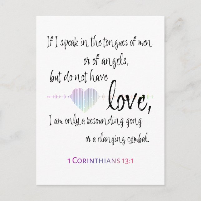 Love 1 Corinthians 13:1 Announcement Postcard (Front)