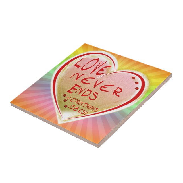 LOVE 1 Corinthians 13 :8 ESV LOVE NEVER ENDS Tile (Side)