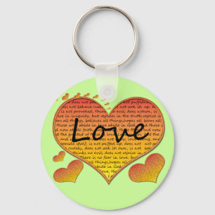 Love 1 Corinthians 13 Hearts Keychain