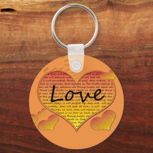 Love 1 Corinthians 13 Hearts Keychain (Front)
