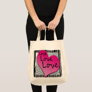 Love 1 Corinthians 13 Zebra Hearts Sac réutilisabl