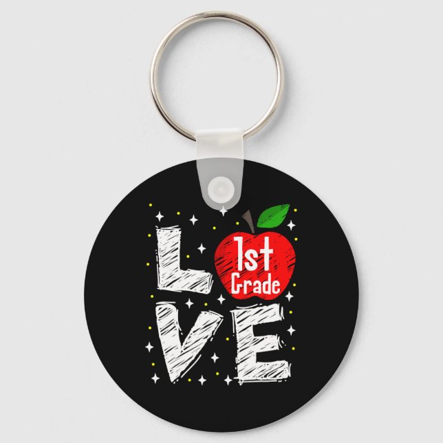 Love 1st Grade Apple Fun Back To School Teacher Gi Keychain (Front)